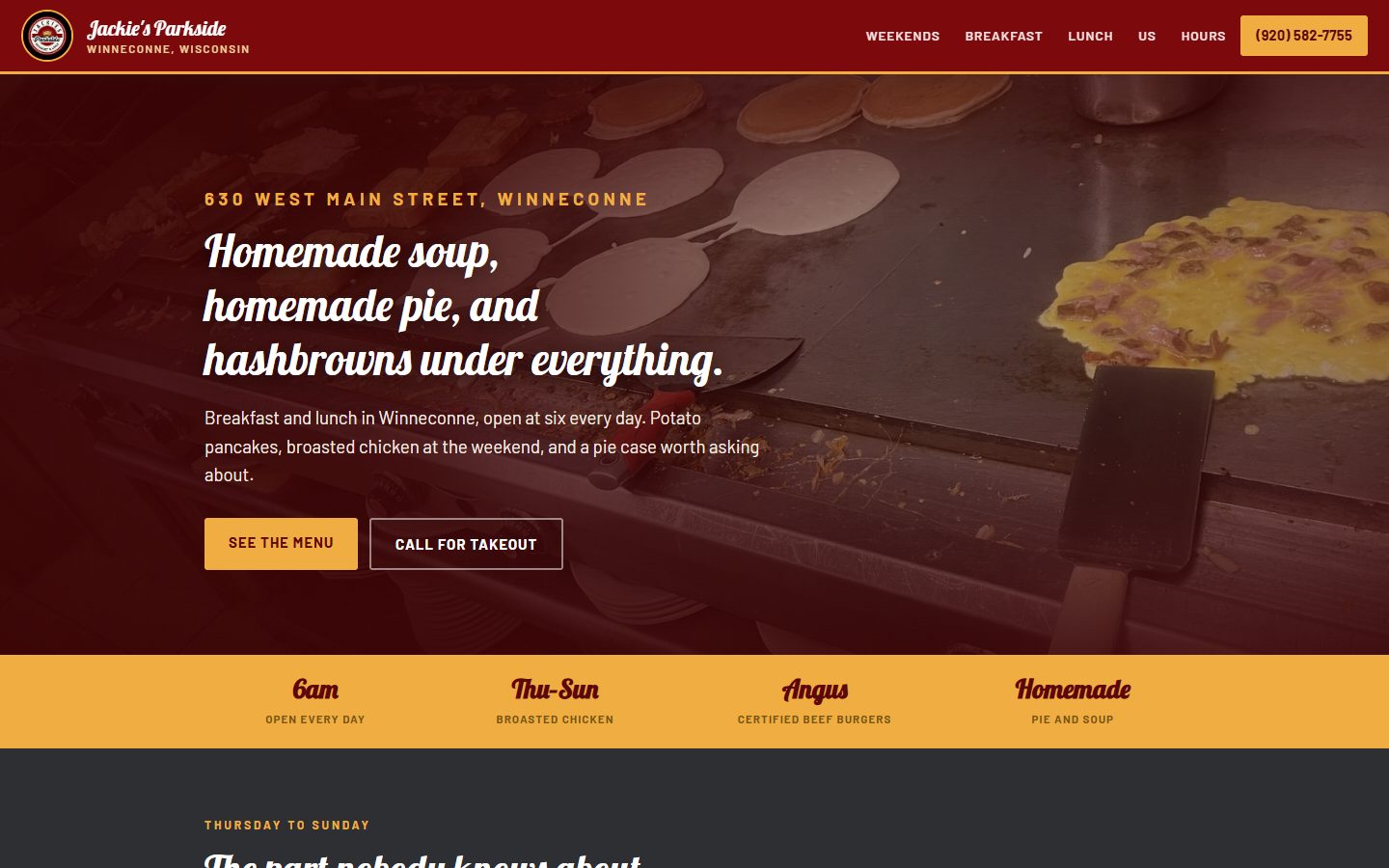 The Jackie's Parkside website